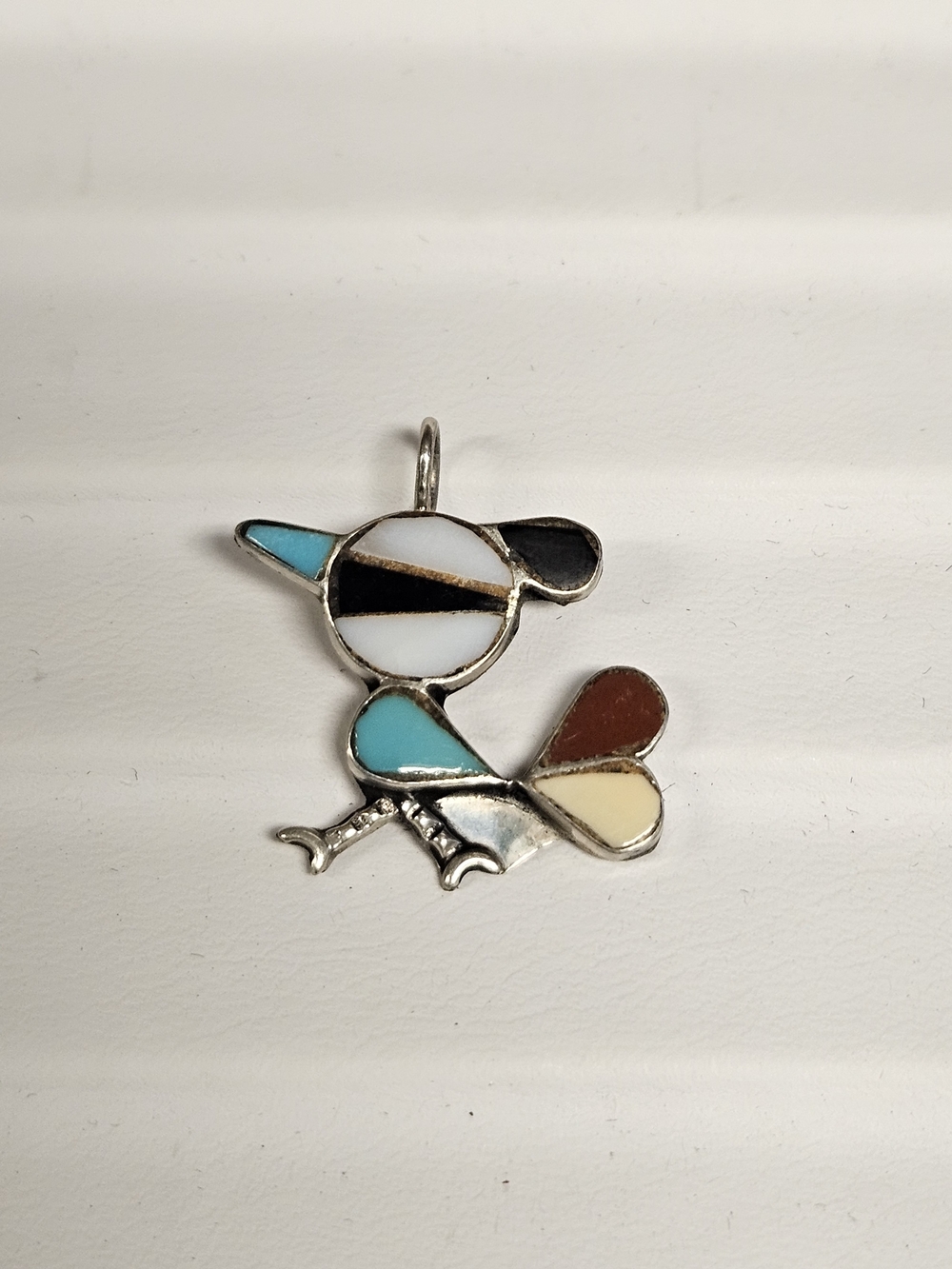 Vintage Sterling Native American Turquoise Zuni Pendant